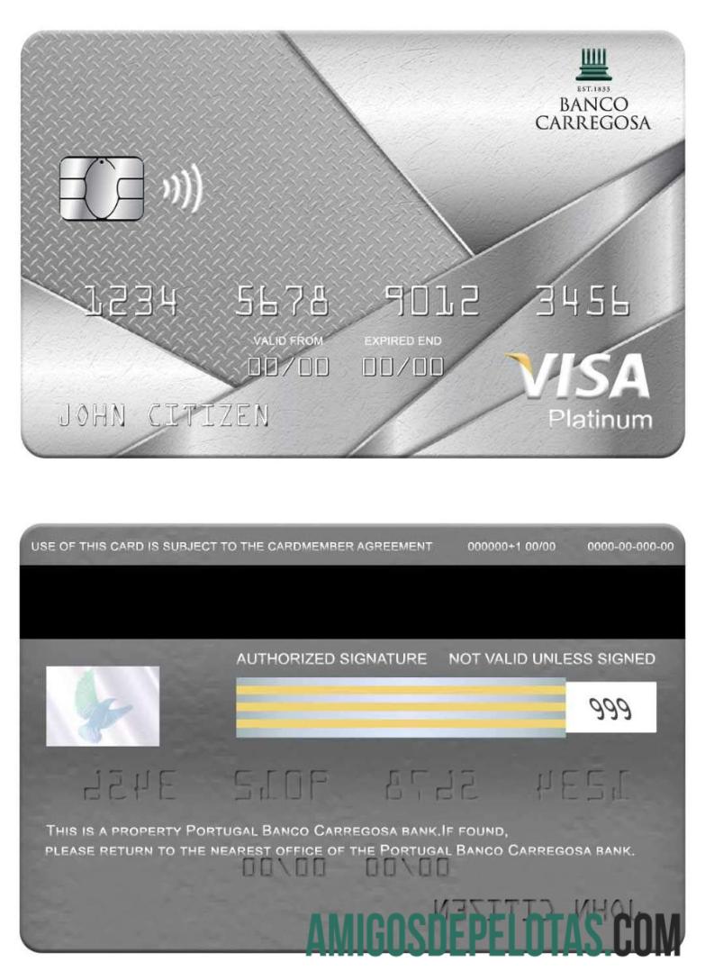Portugal Banco Carregosa Bank Visa Platinum Card sample